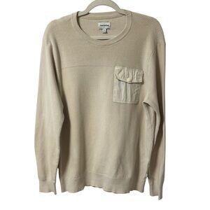 Frank and Oak Cotton Thin Knit Sweater with Chest Pocket Men’s Unisex XL Cream